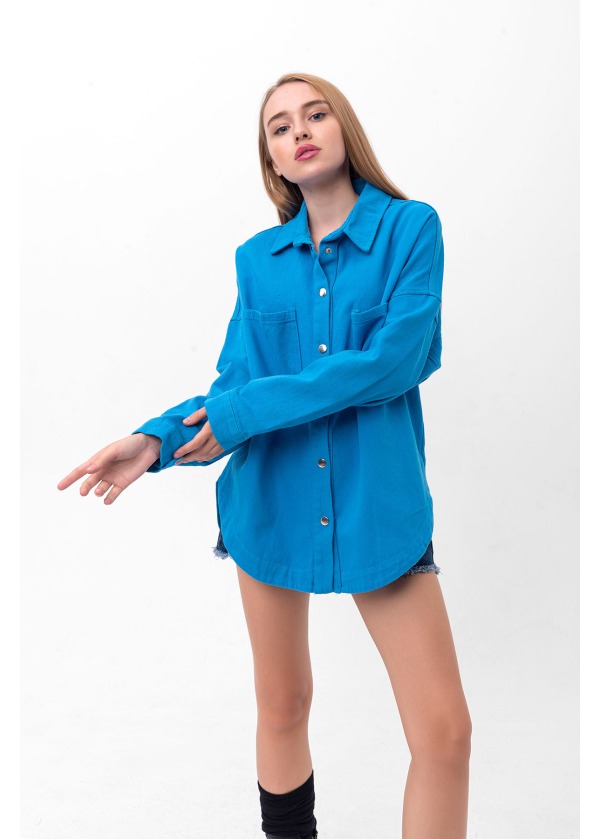 Gabardin Cift Cepli Lacivert Gömlek