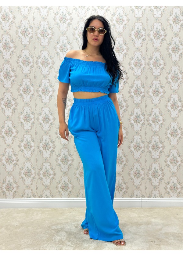 Renkli Crop Üst Alt Cepli Yazlık Takım