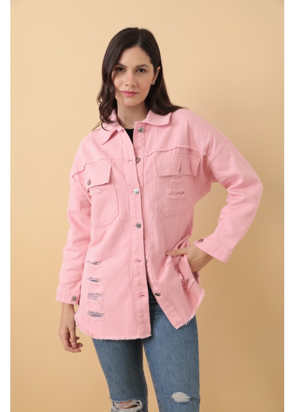 Eskitmeli Cift Cepli Gabardin Pembe Gömlek 