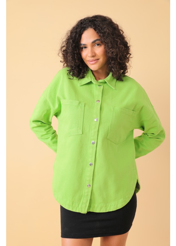 Gabardin Cift Cepli Fıstık Yeşil Gömlek 