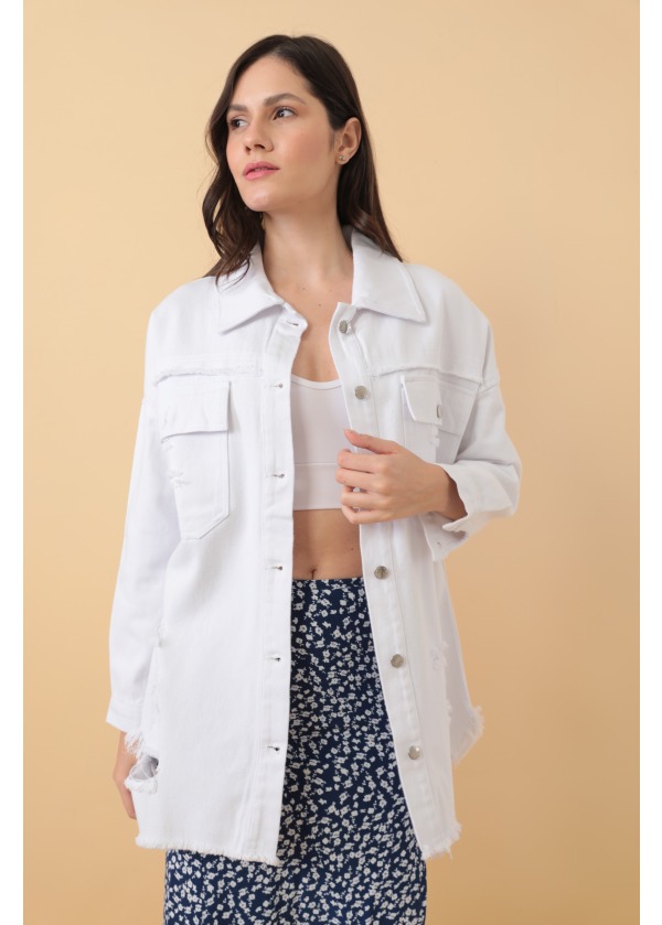 Eskitmeli Cift Cepli Gabardin Beyaz Gömlek 