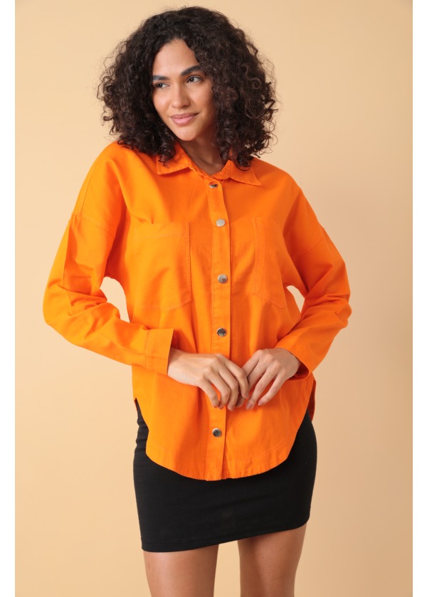 Gabardin Cift Cepli Turuncu Gömlek